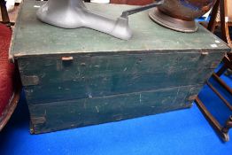 A vintage painted pine bedding box.
