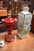 A studio pottery lamp base and similar lamp.