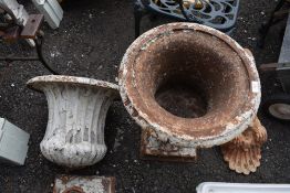 A pair of Victorian cast iron campagna urns.