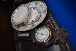 Brown field and sons Laita pattern serving dish and tazza with a banjo barometer