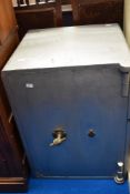 An antique Samuel Withers strong box safe with key.