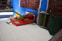 A vintage Ransomes push along eco friendly lawn mower.