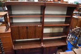 A near pair of Mid Century Rose Wood effect cabinets.