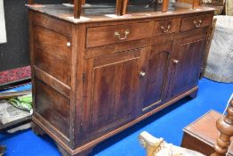 A period oak dresser base, width approx. 163cm