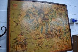 A large antique map print for the Lake District and Lancashire.