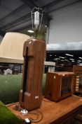 A substantial wooden lamp base aprox 70cm tall.