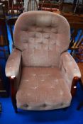 A modern upholstered arm chair.