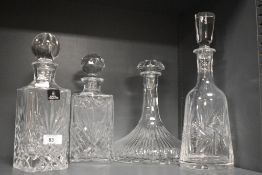 A Royal Doulton crystal decanter, of traditional canted square section form with globular stopper,