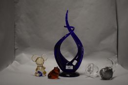 A small selection of glass animals, to include frog, elephant and bear, sold together with a