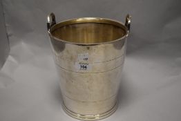 A vintage silver-coloured metal ice bucket, of typical form, unmarked