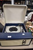 A Fidelity Solid State record player in blue