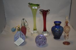 A selection of mixed glasswares, to include Caithness perfume atomiser, Egyptian scent bottle,