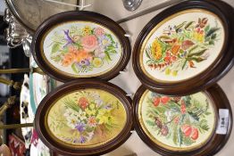 Betty Long (Local 20th century) a group of four acrylic botanical studies, each within moulded