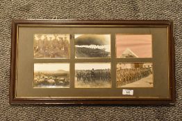 A group of six framed early 20th century military photographs, one marked 4th Kings Own at Review