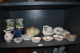 A Herend Porcelain lobed oval lidded trinket box, decorated with a stylised foliate border and