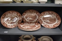 Local Interest* A group six oval ironstone meat plates, each transfer printed with Windermere scene