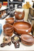 Two sets of mid century styled Teak wood bowls.