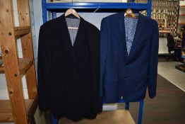 Two modern mens suit jackets including a Sayers and Hendricks tailored fit as new, with a similar