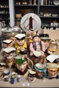 A collection of various character jugs, Royal Doulton, Sadler, Melba ware, and others, various