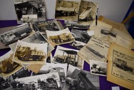 A highly interesting collection of vintage photographs and ephemera, including truck, vehicle and