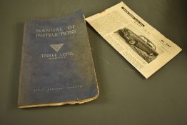 A manual of instructions for the Alvis three litre model T.D.21.