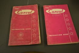 Two instruction books for The Ford Consul, dated 1957 and 1959.