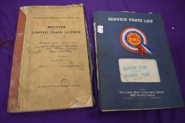 A 1960s register of the use of limited trade licence, of Lancashire city council interest for the