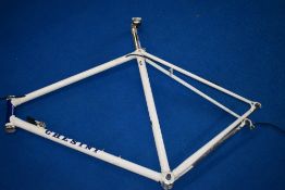 A Vintage Chesini Cronometro SL/SLX steel bike frame, in original white paint work, chrome forks and