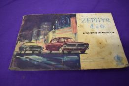 A Ford Zephyr 4 and 6 owners handbook, 1965 dated.