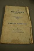 The Hillman Mark VII owners handbook, for De Luxe saloon, Californian and Convertible coupe.