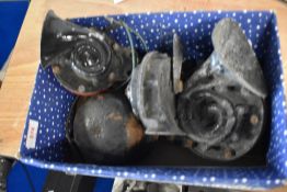 A selection of vintage vehicle horns.