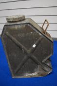 A large vintage jerry can with tap towards base, having handle, 1943 dated, initialled M & G,