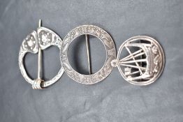 A Scottish silver brooch and pennanular pin by George Panton & Son, both hallmarked Edinburgh