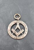 A 9ct rose gold pendant of Masonic interest, approx 4.5g