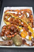 A selection of mixed Baltic amber beads and necklaces etc
