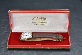 A gent's vintage gold plated wrist watch by Tavannes having Arabic numeral dial with subsidiary