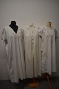 A Victorian nightdress, a cotton shift and a 1920s nightdress with floral panels and ladder work