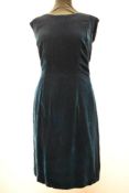 A teal blue velvet 1960s dress, medium size.
