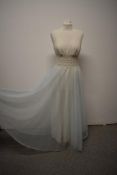 A floaty 1960s blue and white nylon and lace St Michaels double layered nightdress.