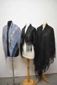 Three shawls, to include early 20th century paisley silk shawl,and two late 19th/early 20th