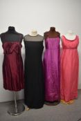 A 1960s cerise maxi dress with sequin detailing, a black 1960s maxi dress with rhinestones to