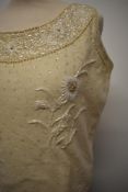 A 1960s cream beaded wool evening top, Made in British Hong Kong.