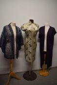 A 1950s Champagne coloured Cheongsam with brown Chrysanthemum pattern and two similar jackets/ cover