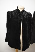 A 1930s/ 1940s Astrakhan cape and a 1930's 'Debenham and Freebody, Wigmore street, W' velvet jacke.