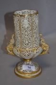 A Royal china works Worcester, Granger and Co reticulated vase, having gilt heightening and