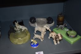 Three Art Deco Ashtrays of dog interest including terrier and spaniel, and an assortment of