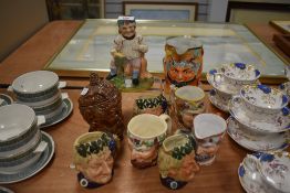 A mixed lot of ceramics, including character jugs, Staffordshire figurine and oriental style
