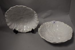Two Carlton ware serving bowls, moulded as cabbage leaves.