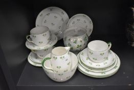 A selection of Shelley table ware, having green Shamrock pattern, No, 11598, including cups and