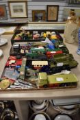 A selection of vintage model cars, trucks, planes etc, to include Dinky, Matchbox and Meccano.